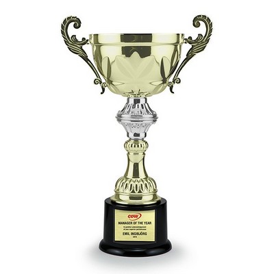 8¾" Tall Gold Metal Cup Trophy on Plastic Base