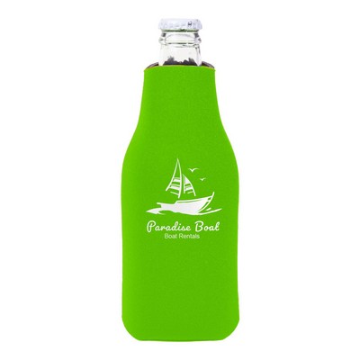 Zipper Beer Bottle Cooler (1 Color Imprint)