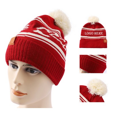 Winter Knit Pom Pom Beanie Cap