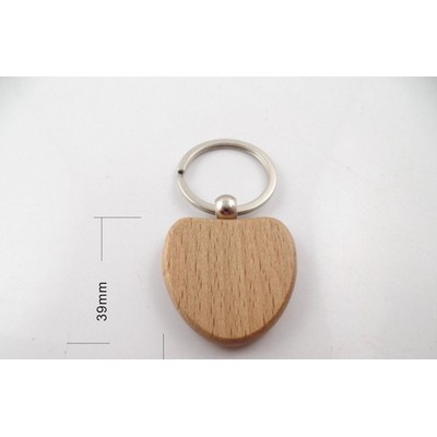 Wood Heart Shape Keychain