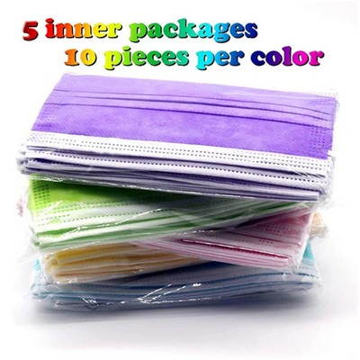 5-Assorted Colors (In 1 box) 3-Ply Disposable Face Mask ***Domestic Inventory Available***