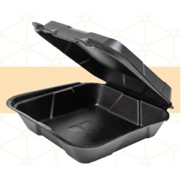 Clamshell Black Foam Food Container (9.25"x9.25")