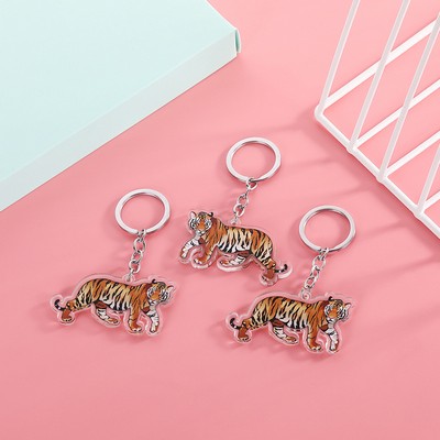 Tiger Shaped Keychain Acrylic Key Ring For Souvenir- Two Sides Printing