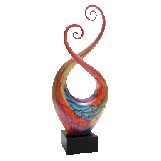 14" Multi-Color Twist Art Glass with Black Base