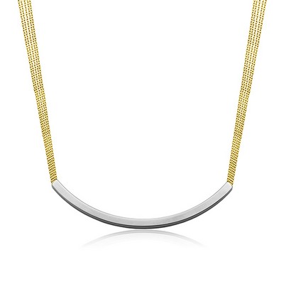 CJ Steelx Thick Bar Necklace with Multi Chain - Silver and Gold