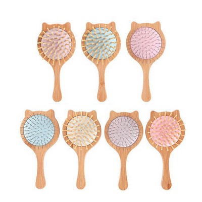 Cute Cat head shape bamboo massage brush