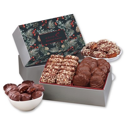 Pine Boughs & Berries Sleeve Gift Box w/Toffee & Pecan Clusters