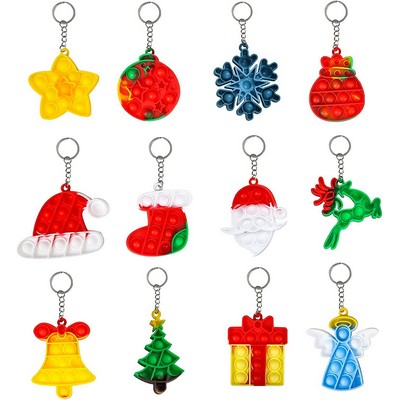 Christmas Series Bubble Push Pop Keychain