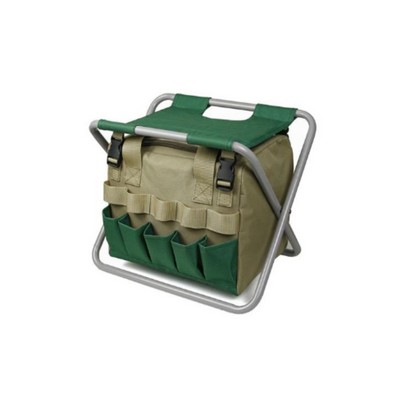 Folding Chair With Gardening Tool Storage Bag