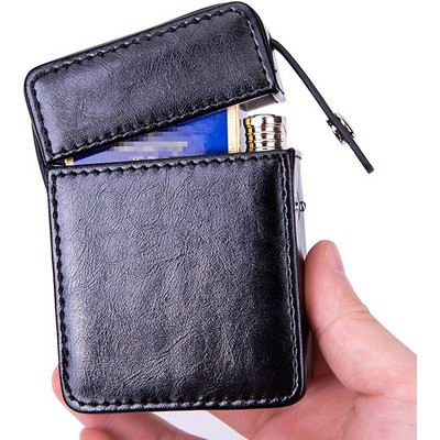 PU Leather Cigarette Case w/Lighter Holder