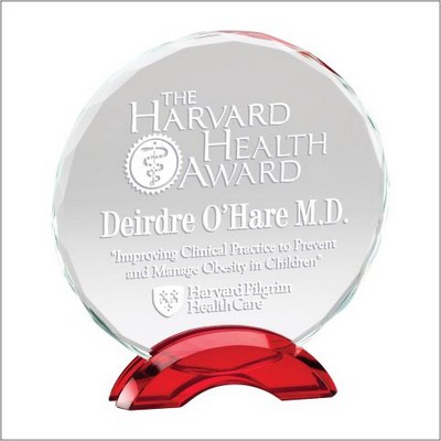 Ruby Circle Crystal Award, 7 1/2"H