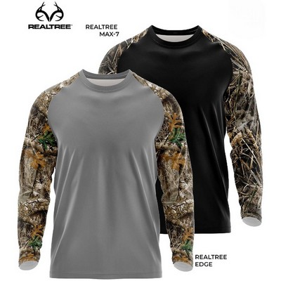 4.4 oz. Realtree® Men's Polyester Interlock Raglan Long Sleeve T-Shirt