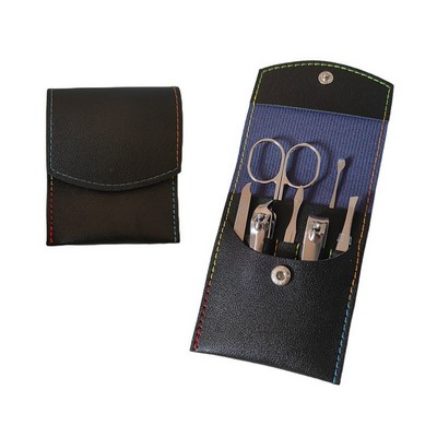 7 Pieces Black Manicure Set W/ Pu Case