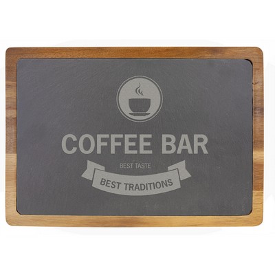 Acacia Wood/Slate Rectangle Cutting Board