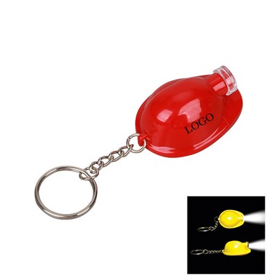 2''x1.3''x0.8'' LED Light Up Hard Hat Charm Flashlight Keychain