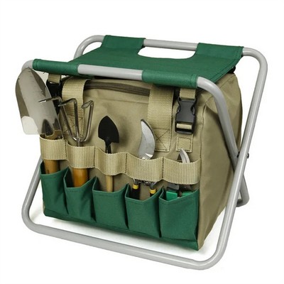 Folding Camping Chair with Garden Tool Organizer Bag