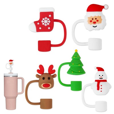 Christmas Theme Silicone Straw Cover