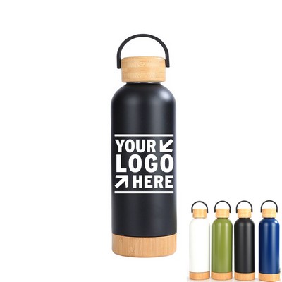 17.5oz. Stainless Steel Tumbler Bamboo Cap Bottle