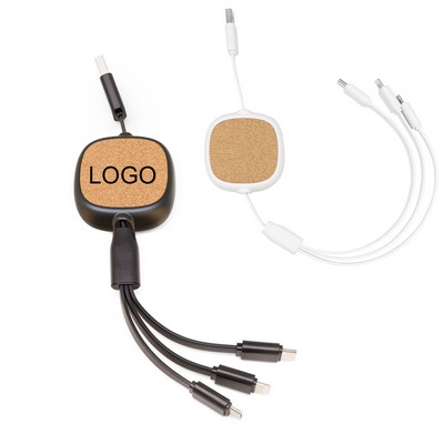 3 in1 Bamboo Retractable Charging Cable