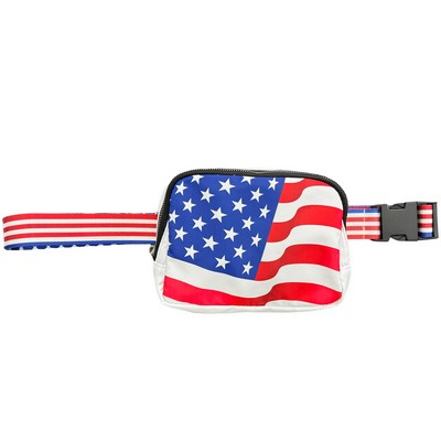 American Flag Cross Body Zippered Belt Bag