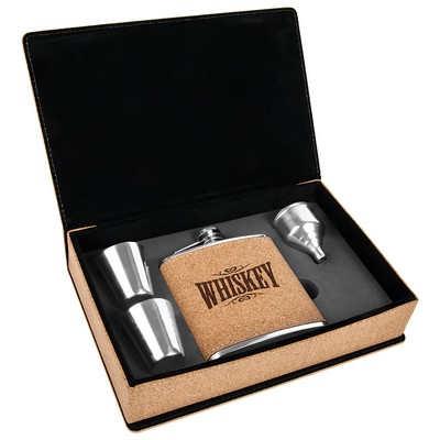 Stainless Steel Agglomerated Cork Flask Gift Set