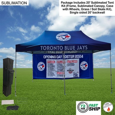 72Hr Fast Ship - 20' Tent Backwall Package, 20' Sublimated Tent kit and Single sided 20' backwall