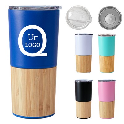 20 Oz Bamboo Insulated Car Tumbler