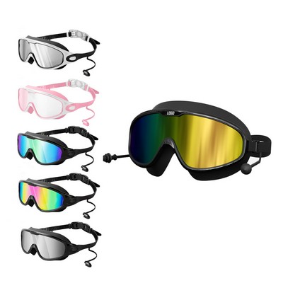 Large Frame Hd One Piece Earbud Swimming Goggles