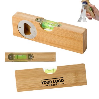 Bamboo-Level Tool Featuring a Built-in Bottle Opener