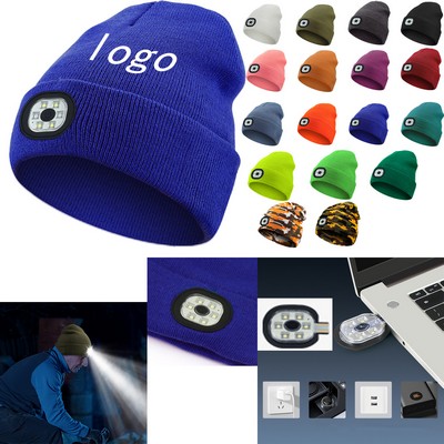 LED Rechargeable Lighting Knitted Beanie