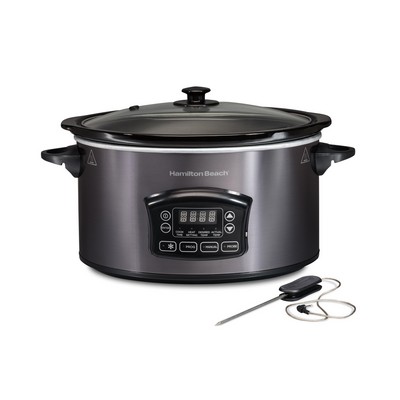 Hamilton Beach Programmable Defrost Slow Cooker, Temperature Probe, 6 Quart Capacity, 33768