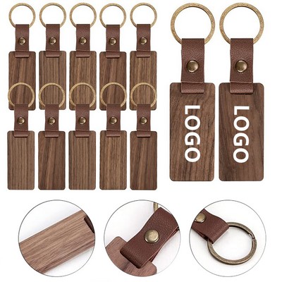 Leather Wood Keychain Blank