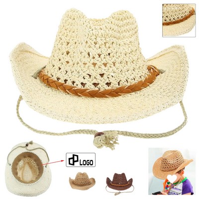 Travel Western Cowboy Straw Hat For Kids