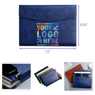 A4 Leather Document Pouch Large Capacity Business Office Information Bag