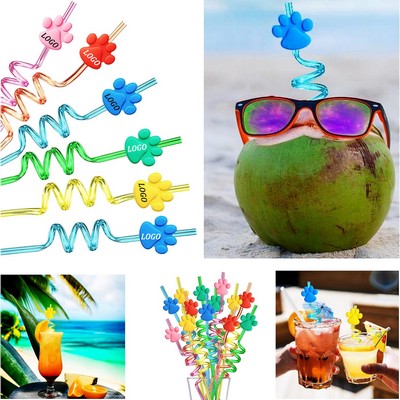 Paw Spiral Drinking Straws