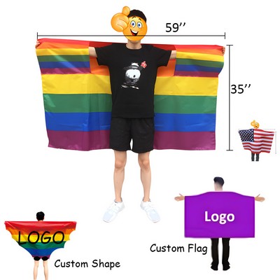 Custom Polyester Flag Cloak Wearable Flag 59"x35"