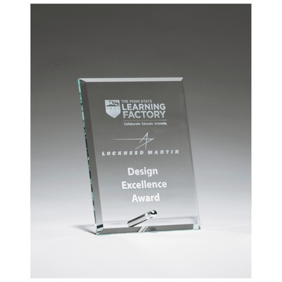 6" x 8" Clear Glass Award with Silver Plated Easel Post