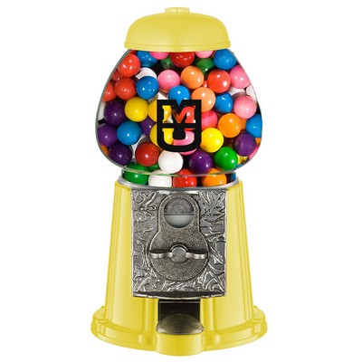 Yellow 9" Metal w/Glass Gumball / Candy Dispenser Machine