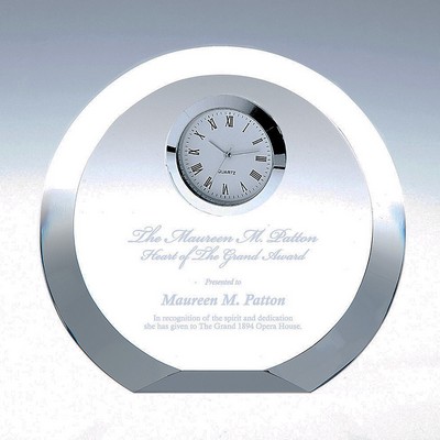 Crystal Circle Clock with Silver Bezel, 4-3/8"x4-1/4"H