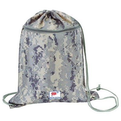 Digital Camo Drawstring Tote Bag w/ Zipper