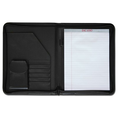 Deluxe Black Letter Size Zip Around Portfolio