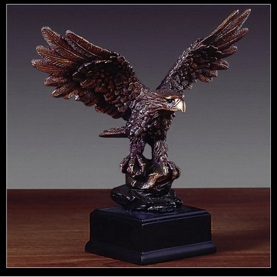 Light Copper Finish Eagle on Rock Trophy w/Square Base (7.5"x7.5")