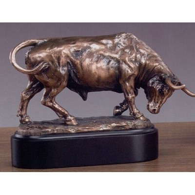 Bull with Head Down Trophy w/Oblong Base (8"x6")