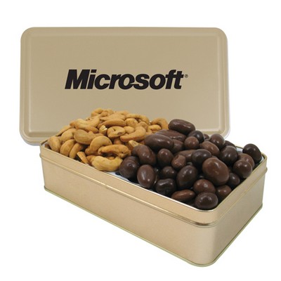 Large 2 Way Rectangle Tin - Chocolate Covered Almonds & Cashews