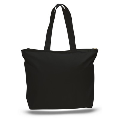 Colored Canvas Zipper Tote Bag w/ Squared Bottom - Blank (20"x15"x5")