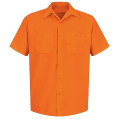 Red Kap™ Enhanced Visibility Short Sleeve Work Shirt - Fluorescent Orange