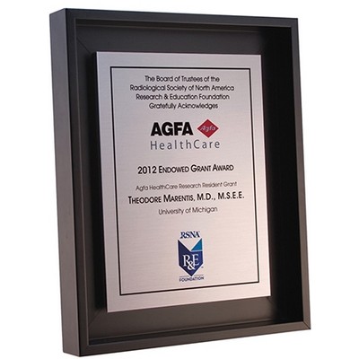 1 1/4" Deep Satin Black Shadow Box Engraved Frame Award /9"x11"