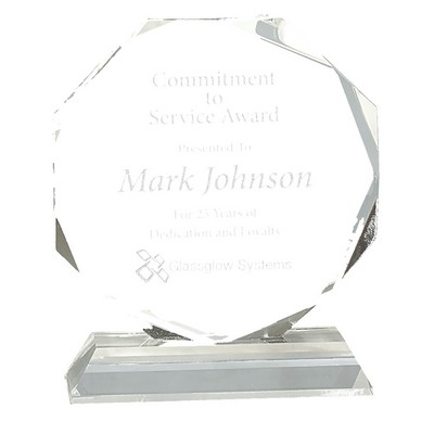 Clear Crystal Octagon Award on Clear Pedestal Base (6")