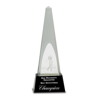 Crystal 3-D Golf Spire on Black Pedestal Base (10")