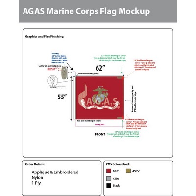 Marine Corps Flags 55x62 inch